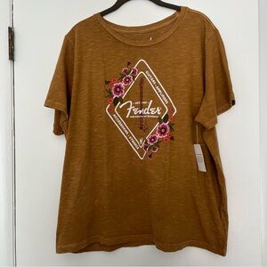 Lucky Brand Fender Floral Classic Crew women’s T Shirt XXL NWT